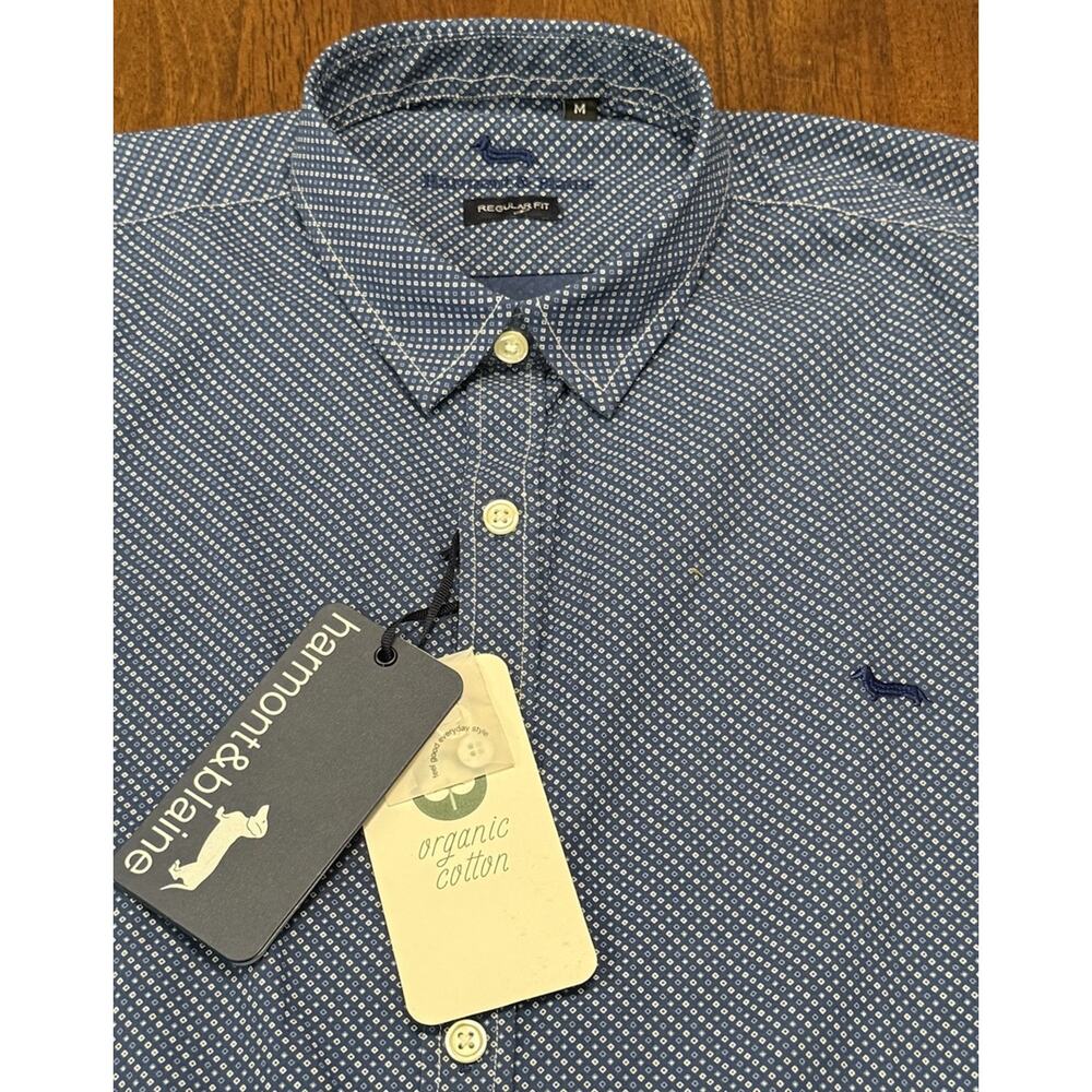 NWT HARMONT & BLAINE Jeans Blue Textured Button Down Shirt SZ Small Regular Fit